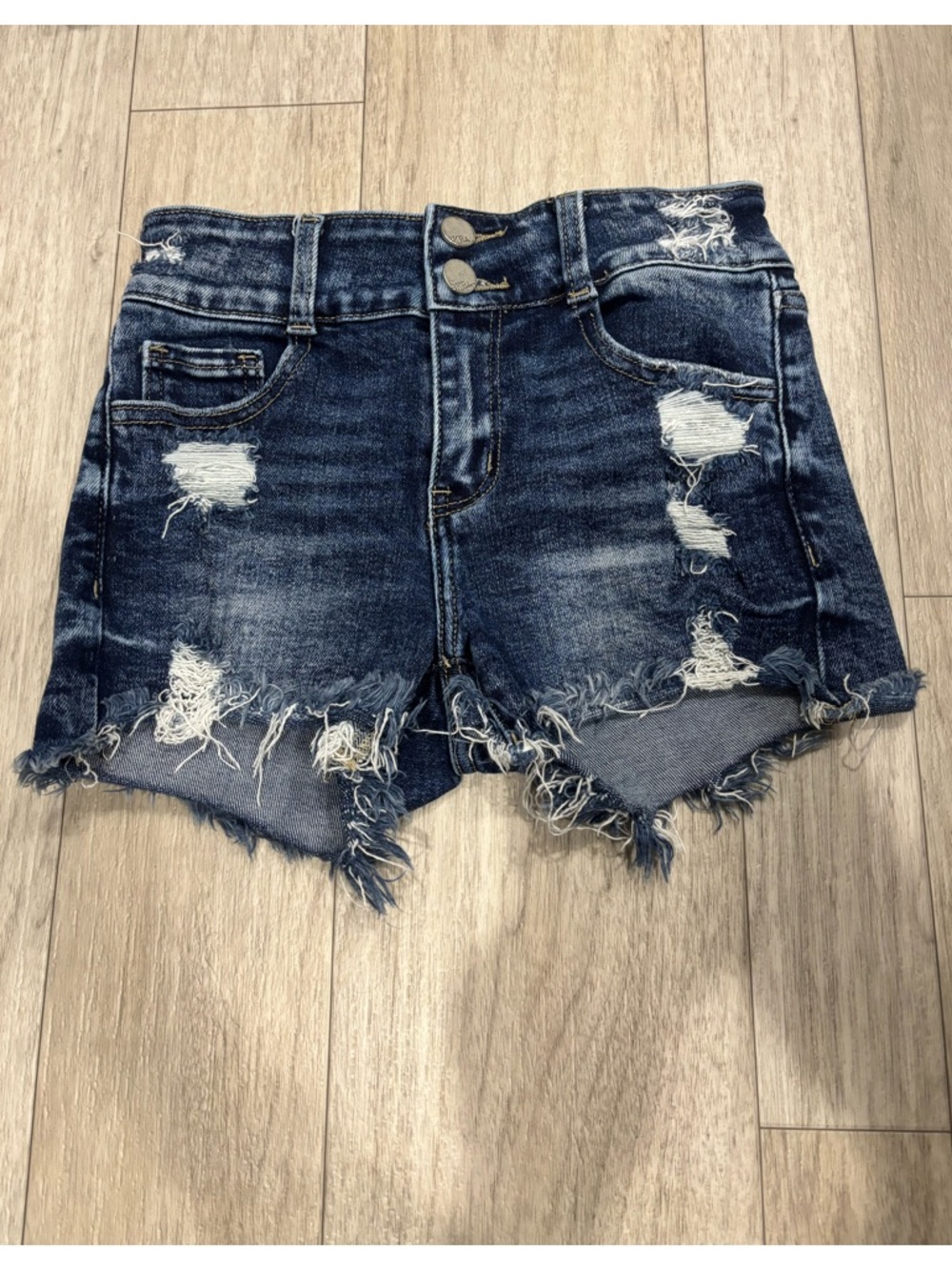 BKE Kids Dark Blue Distressed Denim Shorts